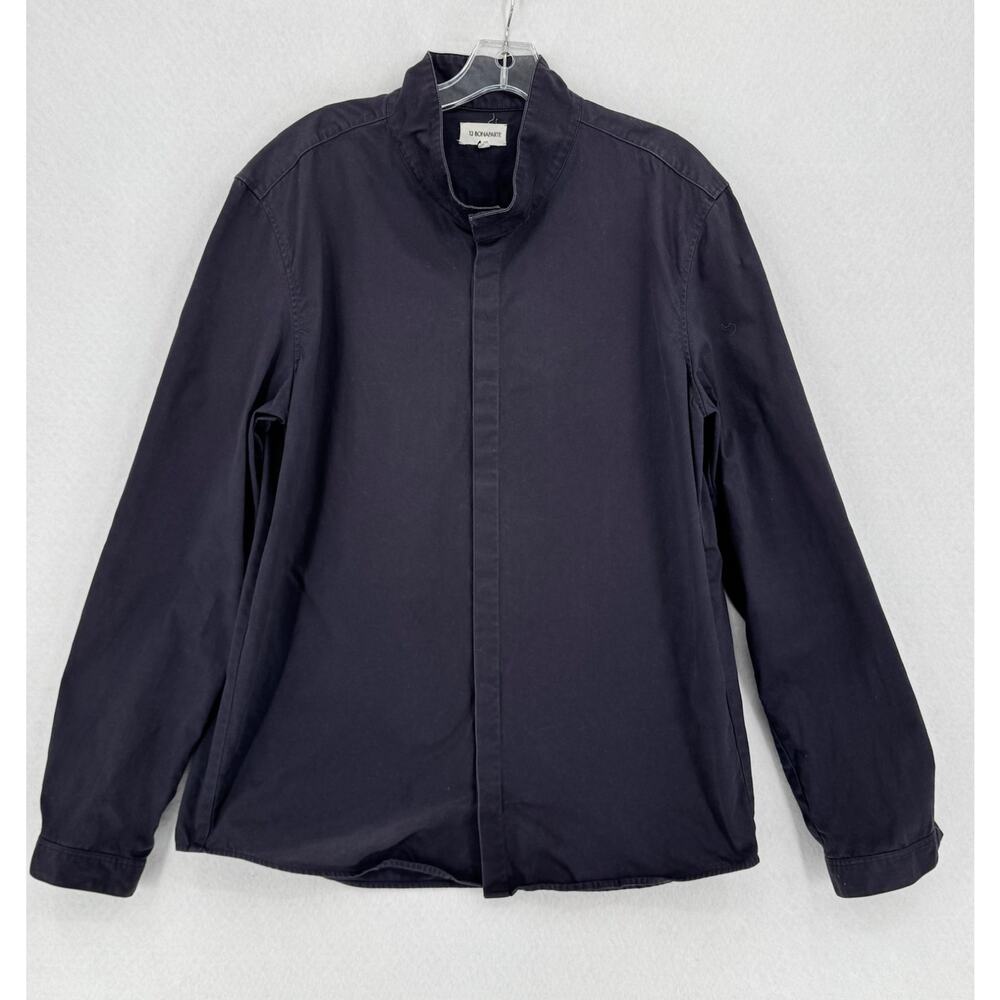 13 Bonaparte Mens Black Collared Long Sleeve Button Up Shirt Sz XL